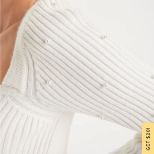 Lulus White sweater dress with pearls